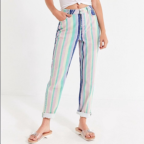 BDG Denim - BDG Urban Outfitters pastel striped mom jeans 26